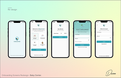 Baby Center App onboarding screens Redesign mobile design ui