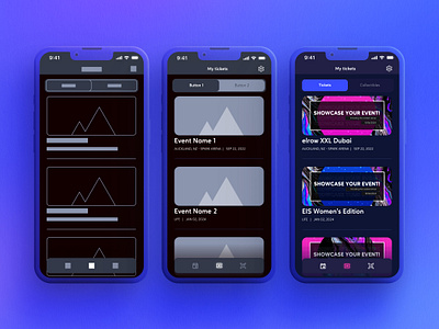 Mobile Dapp - From Wireframe To Final Screen app blockchain branding dapp design graphic design illustration mobile nft platform ticket ui ux