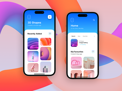 Gallery app · Mobile 3d app color design gallery ui vector