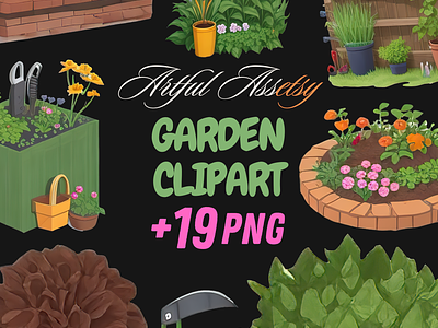 Garden Clipart clip art clipart clipart png design garden graphic design greenery illustration leaves png png files