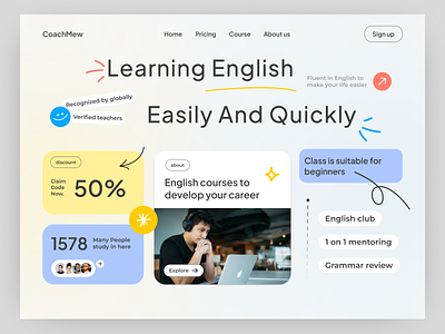 english online class website app design ui ux