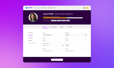 My profile - Pulsar avatar branding design designsystem graphic design information input inputs labels menu product profile tabs team tech ui uikit user vector visualdesigner