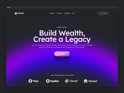 ✦ TheSprkl / Aurora Template branding dark theme design figma2webflow finance gradient landing page logoipsum mobile template thesprkl trending ui ux webflow