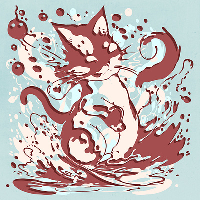 Abstract Splash Cats abstract cat curious cute freak ink psychedelic sad splash strange water weird