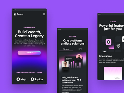 ✦ TheSprkl / Auror Mobile Version branding design figma2webflow fincance mobile template thesprkl trending ui ux webflow