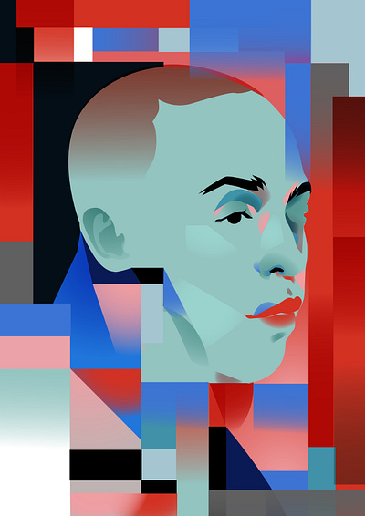 Abstract portrait abstract abstract patern composition cubism cubistic portrait design gradient illustration laconic lines minimal pattern portrait portrait illustration poster