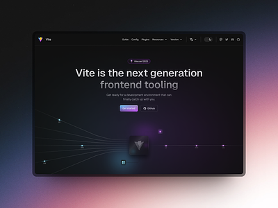 Vite.dev redesign preview branding darkmode desktop develop gradient lights marketing tech ui
