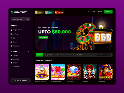 LuckyBet - Crypto casino casino crypto design fintech ui