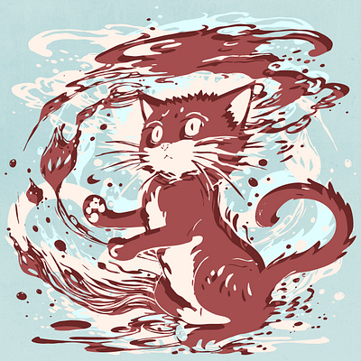 Abstract Splash Cats abstract cat curious cute freak ink psychedelic sad splash strange water weird