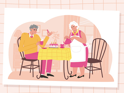 Grandparents character elderly family flat grandparents illustration vector