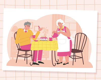Grandparents character elderly family flat grandparents illustration vector
