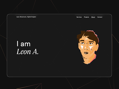Portfolio Website - About page about me page about page background black black and white blackwhite brand design dark theme dark theme design design eyes ilustration design portfolio design portfolio website responsive ui ui animation ux web about page website design