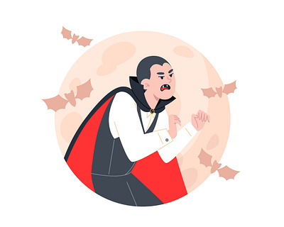 Collection of illustrations with a Vampire character design flat halloween illustration vampire vector