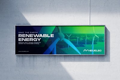Neuelec - Renewable Energy Brand ads billboard branding design earth energy graphic design illustration logo logotype minimal new renewable save simple typeface