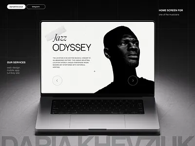 Home screen for one of the musicians concert design tickets ui ux web web design