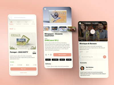 Board game app app design application board game board game app button design colorful design game app orange orange app salmon salmon app salmon color salmon color design soft color ui ui design uidesign ux video screen