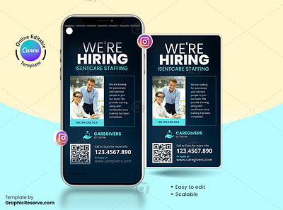 Caregivers Hiring Instagram Story Banner Template caregiver instagram story banner caregiver social media banner hiring social media banner instagram story design social media banner social media post social media post canva template