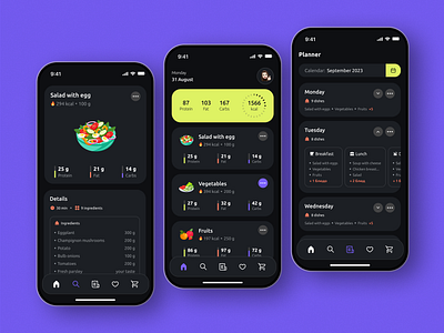 Meal Planner Mobile App 🍽️ app application colorfull design food illustration ios management meal mobile mobile app motivation planner platform productivity purple receipes saas tranding ui