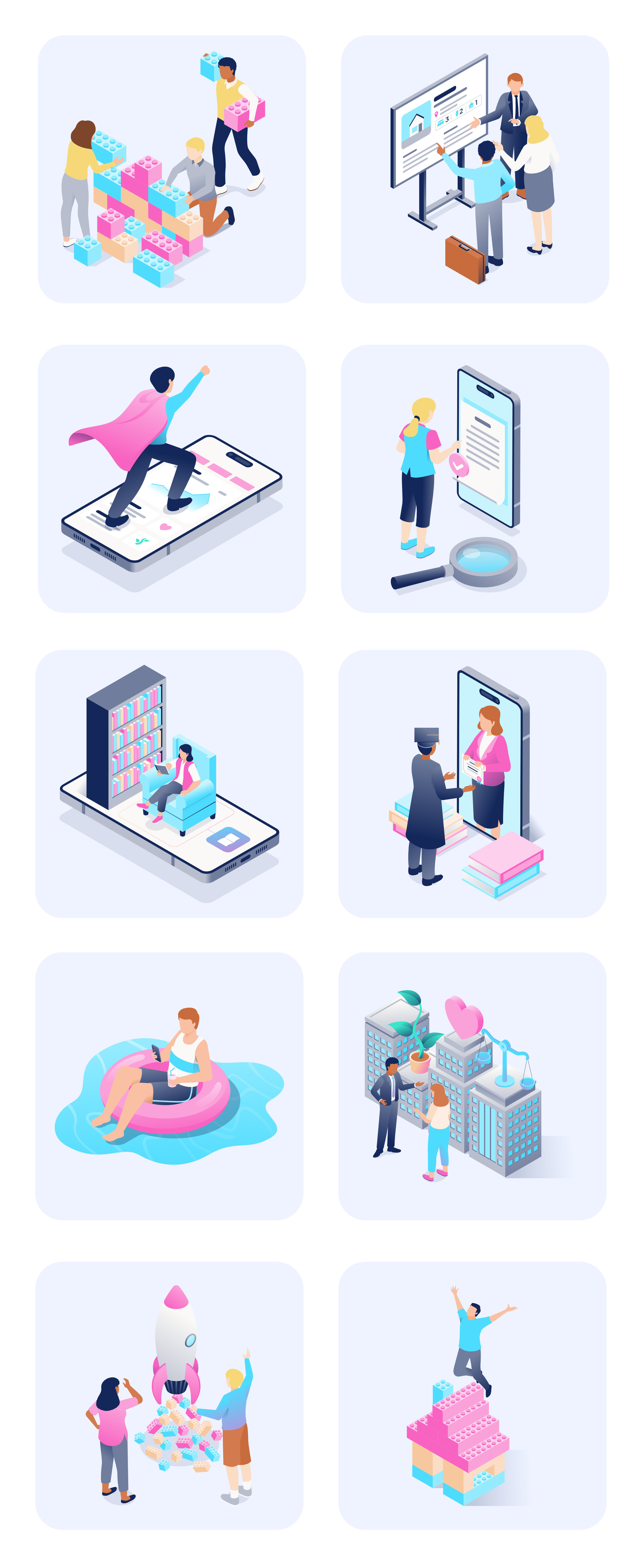 Property Platform Illustration Set colorful design illustration isometric law mortgage notary platform property