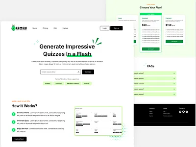 AI quiz generator website design ai ai generator ai website clean design faq generate generator graphic design header illustration landing page minimal plan quiz trend ui ui design web design website design