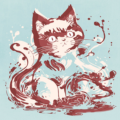 Abstract Splash Cats abstract cat curious cute freak ink psychedelic sad splash strange water weird