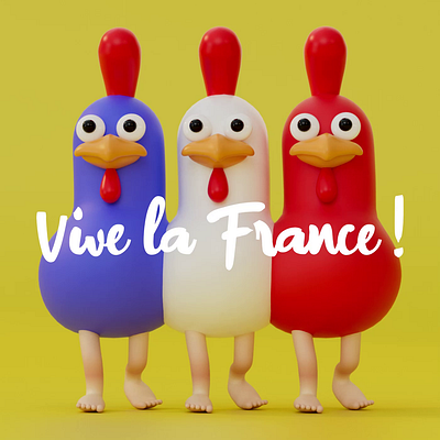 Vive la France ! 3d 3d animation 3d illustration after effects c4d character character design chicken cinema 4d france french gif graphic design happy loop motion graphics redshift rooster tricolor zbrush