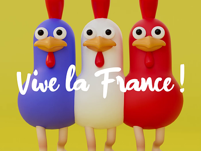 Vive la France ! 3d 3d animation 3d illustration after effects c4d character character design chicken cinema 4d france french gif graphic design happy loop motion graphics redshift rooster tricolor zbrush