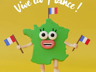 Vive la France ! 3d 3d animation 3d illustration after effects animation c4d character character design cinema 4d face france gif graphic design happy humorous illustration loop motion graphics redshift zbrush