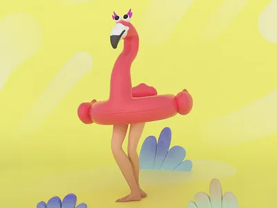 Dancing bird Ⅱ 🦩🦩🦩🍹👙 3d 3d animation 3d illustration animation ballet bird c4d character character design cinema 4d dancing flamingo gif graphic design happy illustration motion graphics redshift zbrush