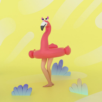 Dancing bird Ⅱ 🦩🦩🦩🍹👙 3d 3d animation 3d illustration animation ballet bird c4d character character design cinema 4d dancing flamingo gif graphic design happy illustration motion graphics redshift zbrush