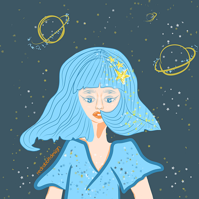 Poster Girl in the space art digitalillustration girl illustration poster