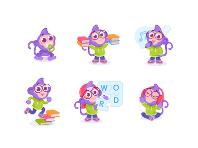 Monkey character design flat game icon illustration monkey