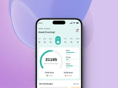 Sustainable Lifestyle Companion clean design ecoapp ecofriendly environmentalawareness environmentallyfriendly gogreen greenliving greentech healthyliving ios lifestyleapp mobile ui mobileappdesign sustainability sustainablehabits sustainableliving sustainabletech wellnessapp