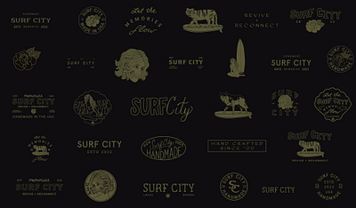 Logo lockup flow state for Surf City branding laidback branding retro branding surf surf branding vintage branding