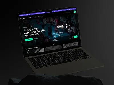 Hotel room marketplace app branding curation dark dashboard drops ecommerce fashion hotel rooms marketplace moody product shop ticker token tokenization ui ux web3 widget