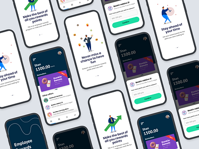 Employee rewards app redesigned! employee rewards illustrations mobile app design prototyping ui ui ux design usability ux research