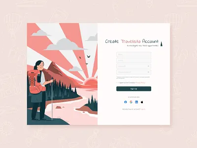 Travel website Sign up page sign up travel ui web design