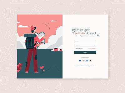 Travel website Log in page log in travel ui ux