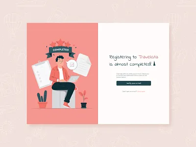 Travel website Verify e-mail page design concept e mail travel ui user verification ux website