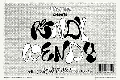 Rendi Wendy a chunky trippy font 2000 70s 90s bubble chunky hippie liquid mushroom font psychedelic quote font retro shroom wiggly wobbly y2k