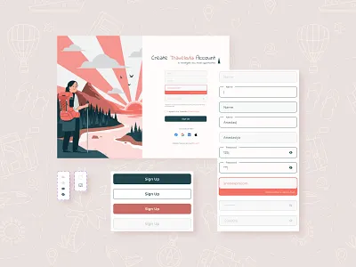 Travel website design concept design system travel ui ui kit ux variants