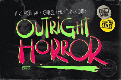 Outright Horror Font 1980s allcaps brush fear graphic design hadwritten halloween horror nightmare outright horror font retro scary scratch scratched