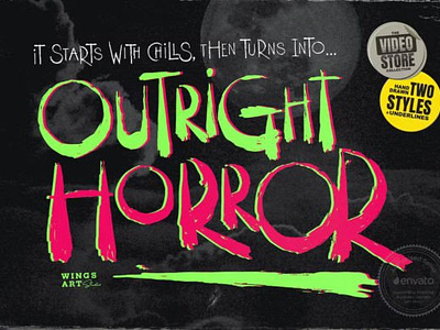 Outright Horror Font 1980s allcaps brush fear graphic design hadwritten halloween horror nightmare outright horror font retro scary scratch scratched