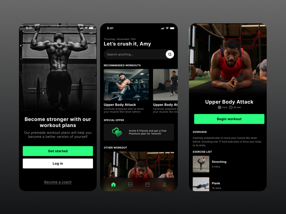 Fitness App concept by Amélie Lobe on Dribbble