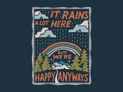 It Rains Here design illustration lettering merch design skitchism t shirt typography vintage