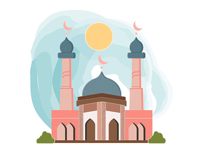 This is a simple Illustration of MOSQUE 🕌 branding create vector art design digital art graphic design graphic designer illustration landscape logo