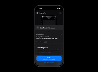 Thoughts - Black Friday Deal Offer Code Flow darkmode flow ios purchasing