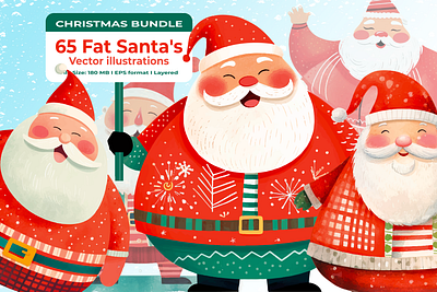 65 Fat Santa's Vector Clipart christmas design clipart graphic design santa 2024 santa claus xmas