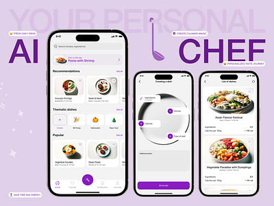 SmartChef AI • mobile app ai app design food ios iphone kitchen mobile mobile app typography ui ux
