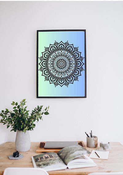 Mandala themed wall hanging graphic design